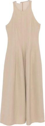 Brunello Cucinelli Midi Dresses, female, Beige, XS, Fluid Twill Dress