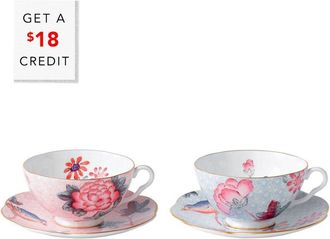 Wedgwood 4Pc Cuckoo Teacup & Saucer Set