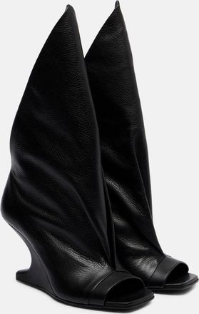 Rick Owens Cantilever leather peep-toe boots