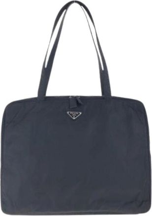 Prada Pre-owned Tote Bags, male, Blue, Size: ONE SIZE Pre-owned Tessuto Nylon Briefcase