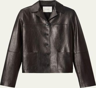 Lafayette 148 New York Button-Down Nappa Leather Jacket