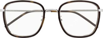 Saint Laurent Square Full Rim Eyeglasses - Brown
