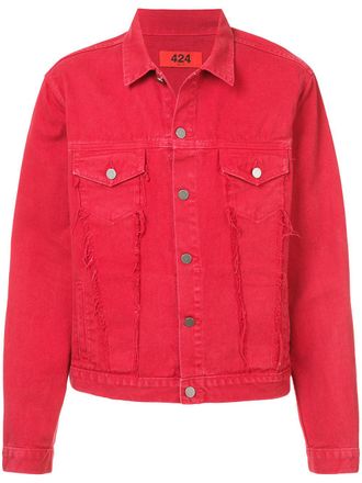 424 button denim jacket - Rosso