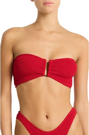 Bond-Eye Blake U-Bar Bandeau Bikini Top in Baywatch Red Recycled at Nordstrom
