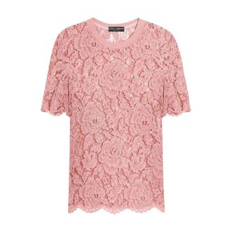 Dolce & Gabbana T-Shirts, female, Pink, Size: 2XS Top Powder