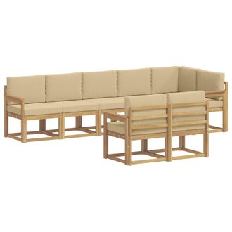 vidaXL Conjunto De Sof&aacute;s De Exterior Con Coj&iacute;n 8 Pcs Y Beige Poli&eacute;ster Vidaxl
