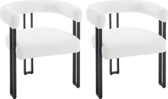 Woltu Woltu - 2x Sillas De Comedor Sillas De Cocina Con Patas De Metal Para Comedor, Chenilla, Crema