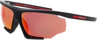 Prada Mens Black Rubber Sport Sunglasses PS 07YS DG010A 76