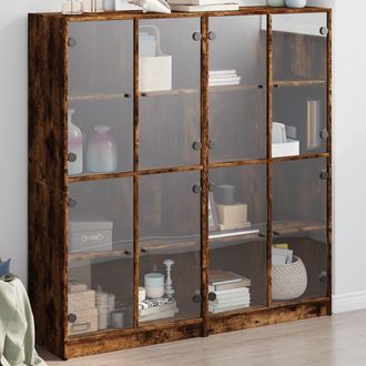 vidaXL Vidaxl - Estanter&iacute;a Con Puertas Madera Roble Ahumado 136x37x142 Cm