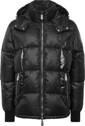 Philipp Plein Mix Nylon Short Puffer Jacket - Heren - Winterjassen - Zwart - 3XL - Nylon - Jassen