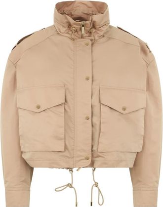 Moorer Cropped Gewatteerd Jack - Dames - Zomerjassen - Beige - 3XS - Katoen - Jassen