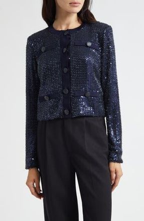 Ramy Brook Anna Sequin Jacket in Navy Beaded Mesh at Nordstrom Rack, Size Xx-Small