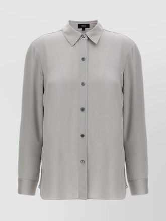Theory straight shirt with buttoned cuffs and pleated back