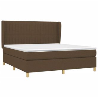 vidaXL Cama Box Spring Con Colch&oacute;n Tela Marr&oacute;n Oscuro 160x200 Cm Vidaxl