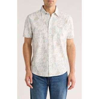 14th & Union Cotton Seersucker Short Sleeve Button-Up Shirt in Ivory Asbury Floral at Nordstrom Rack, Size Xx-Large