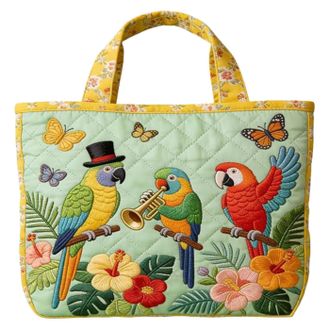 Generic Vintage Quilted Tote Bag,Cute Animals Print Cotton Shoulder Bag,Canvas Book Print Shoulder Bags for Vacation Shopping