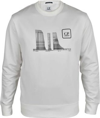 C.P. Company Sweatshirt met ronde hals - Heren - Sweatshirts - Wit - 2XL - Katoen - Hoodies & sweatvesten