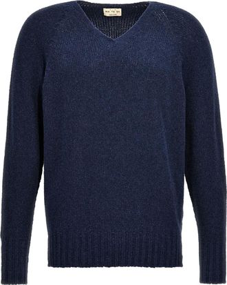 Maryya Maglione con scollo a V in cotone - Blu