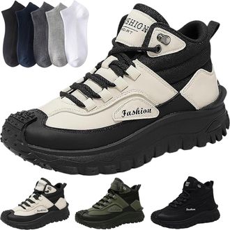 Generic Mens Work Hiking Boots, Waterproof Non-Slip Puncture Smash Resistant Wide Toe Arch Support, Ideal for indoor outdoor (Black White, Adult, Adult, Men, 