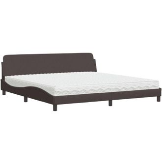 vidaXL Vidaxl - Cama Con Colch&oacute;n Tela Marr&oacute;n Oscuro 200x200 Cm