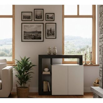 Dmora Credenza - 3 Ripiani 2 Ante, Bianco Lucido, -, 108x42x93h cm Ovalle