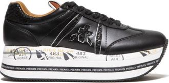 Premiata Beth Sneaker In Black Leather And Nylon