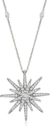Ross-Simons Diamond Starburst Necklace in Sterling Silver