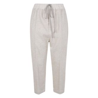Rick Owens Cropped Trousers, female, White, Size: 2XL Concordians Drawstring Astaires Cropped