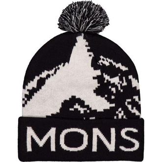 Mons Royale Mtn Pixel Merino Pom Pom Beanie in Black/white at Nordstrom