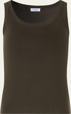Akris Cotton Rib Scoop-Neck Tank Top