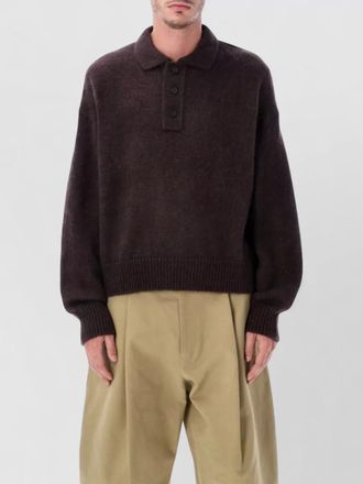 STUDIO NICHOLSON mohair chunky-knit cropped polo sweater