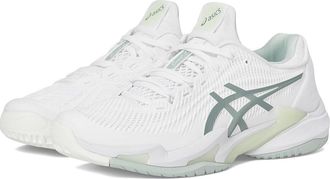 Asics Court FF 3 Womens Shoes White/Lichen Rock : 12 B - Medium, Synthetic/Textile
