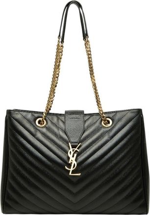 Saint Laurent Black Leather Shoulder Bag Tote Bag (Pre-Owned)
