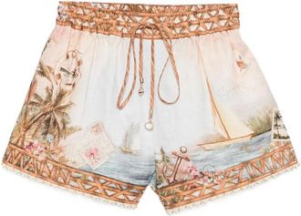 Zimmermann Mahon Island Map Linen Shorts
