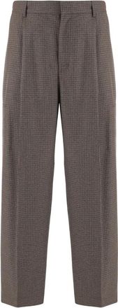 Darkpark Stretch Viscose-Blend Broek Met Ruitpatroon - Heren - Nette broeken - Bruin - S - Polyester - Broeken