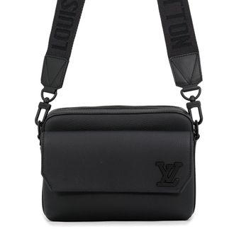 Louis Vuitton Noir Leather Handbag Shoulder Bag (Pre-Owned)