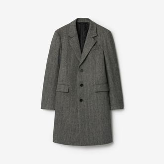 Burberry Herringbone Wool Tailored Coat