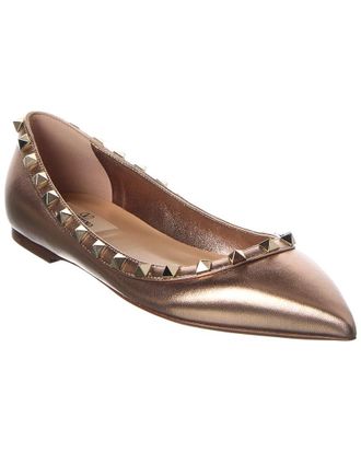 Valentino Vlogo Leather Ballerina Flat
