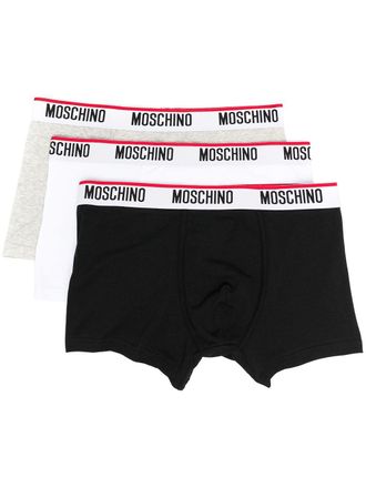 Moschino Drie boxershorts met logo - Wit