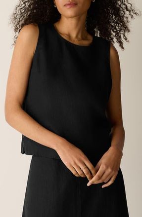 Eileen Fisher Organic Linen Shell in Black at Nordstrom, Size Xx-Small