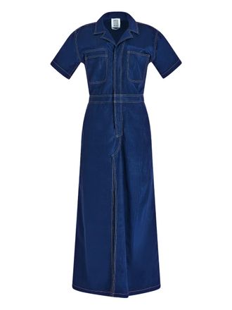 Rosie Assoulin Janitoress ridged split dress - Blauw