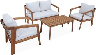 Sweeek 4-seater wooden garden sofa set, Loberia, Beige, 108.5x74.7x64.5 cm