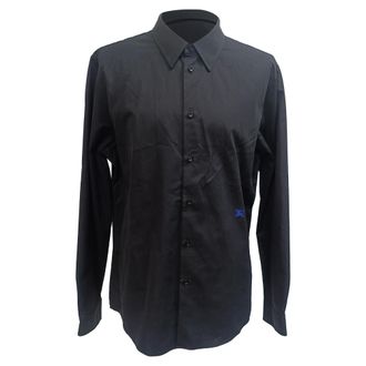Burberry Burberry EKD-geborduurd Shirt in Zwarte Katoen