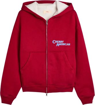 Cherry Los Angeles zipped hoodie - men - Cotton - M - Red