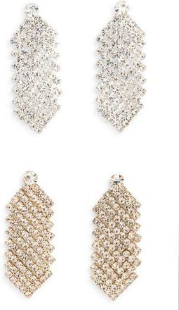 Tasha Set of 2 Crystal Mesh Drop Earrings in Gold/silver at Nordstrom Rack