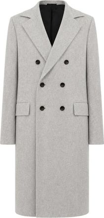 Kiton Double-Breasted Coat - Heren - Mantel - Grijs - XL - Leer - Jassen