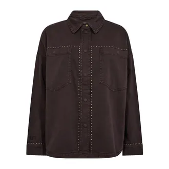 Mos Mosh Denim Shirts, female, Brown, Size: S Oversized Denim Shirt with Smart Details