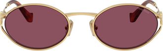 Miu Miu 54mm Oval Sunglasses in Gold /Bordeaux at Nordstrom