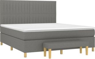 vidaXL Vidaxl - Cama Box Spring Con Colch&oacute;n Tela Gris Oscuro 160x200 Cm