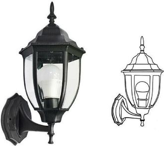 Trade Shop Trade Shop Traesio - Trade Shop - Lanterna Da Giardino Antica Lampada Parete Applique Da Esterno A Muro Retr&ograve; Es09 - Negro